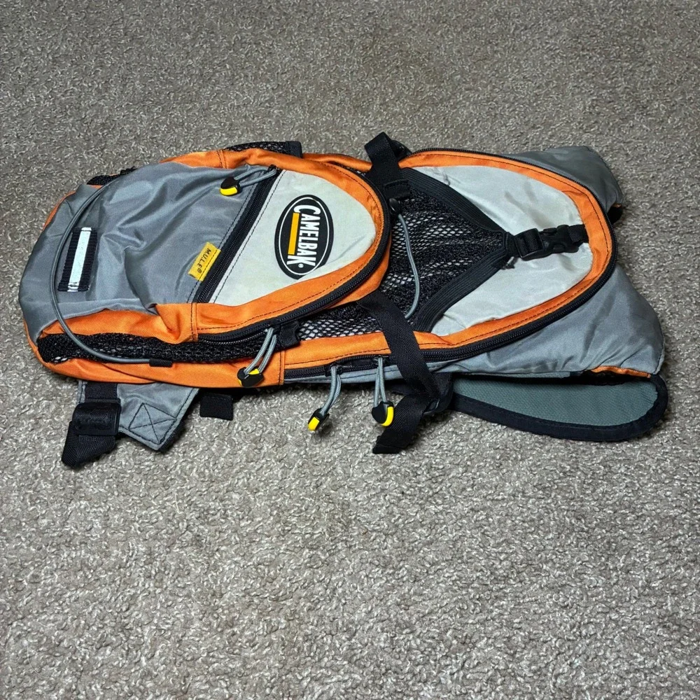 CamelBak MULE Hydration Pack Backpack No Bladder Orange Gray Hiking Camp Vintage